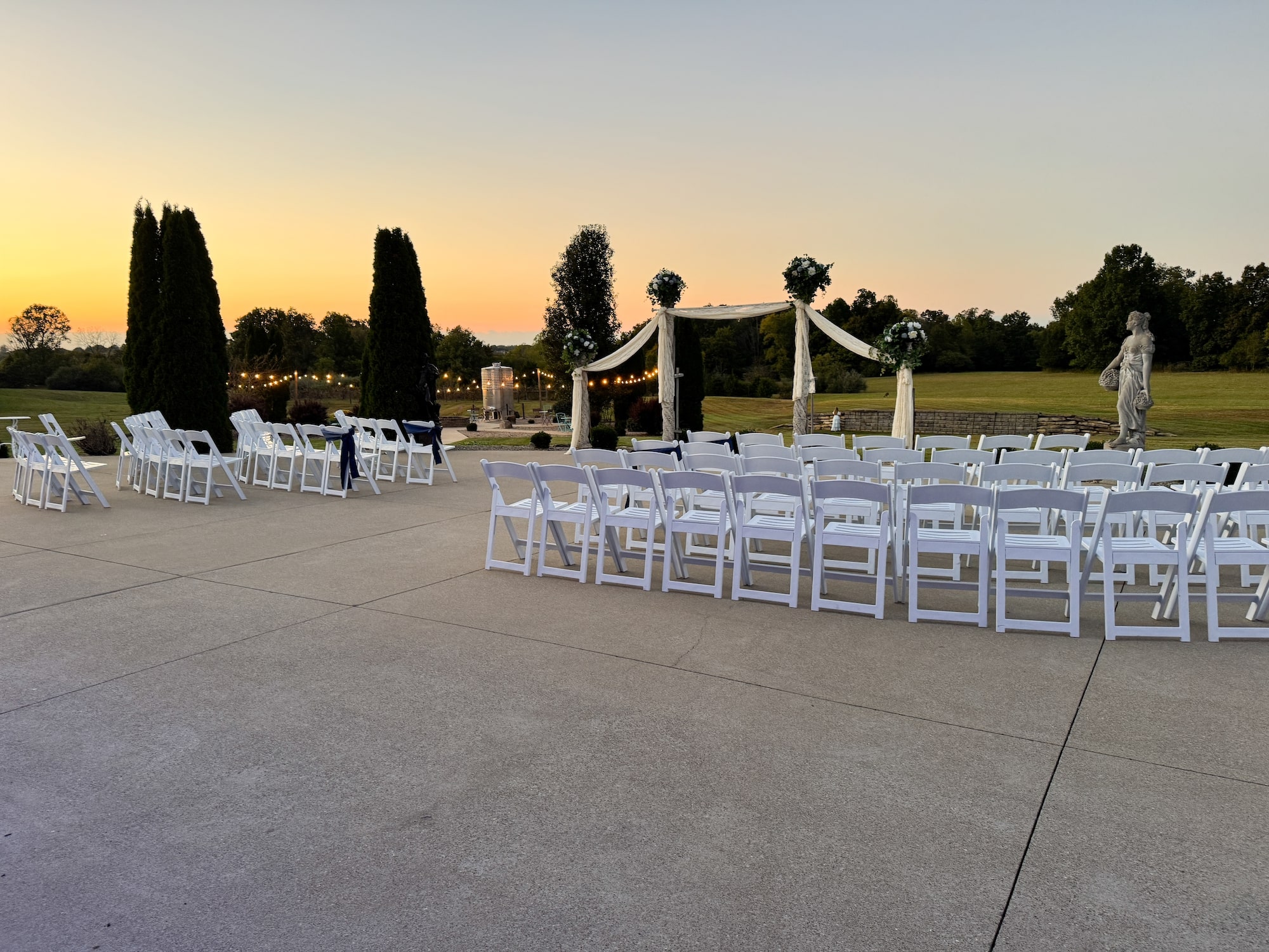 Wedding ceremony setup at Crume Haven Winery with beautiful outdoor venue